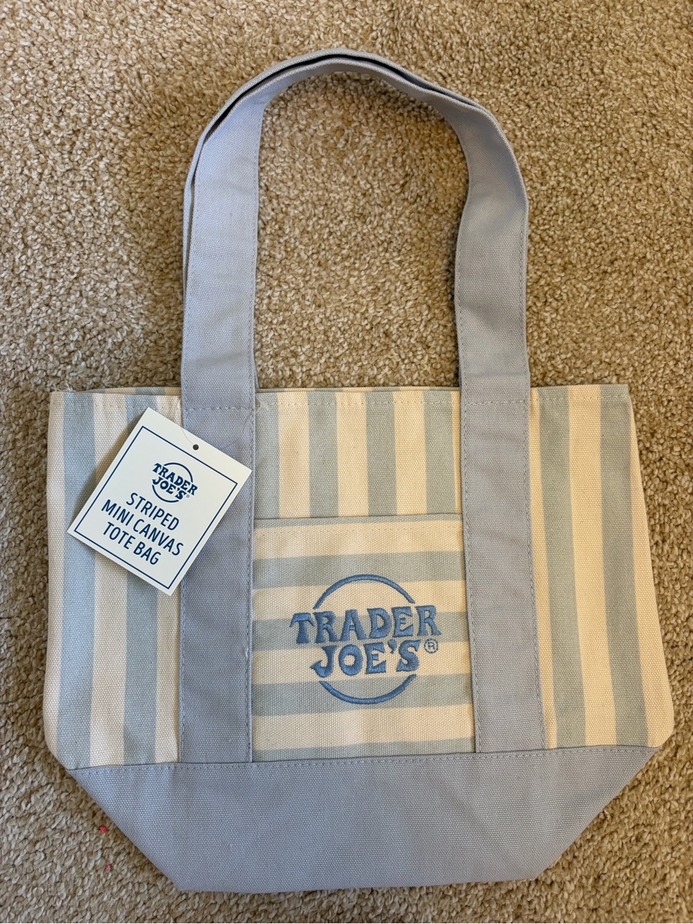 Trader Joe's Striped Mini Canvas Tote - Blue